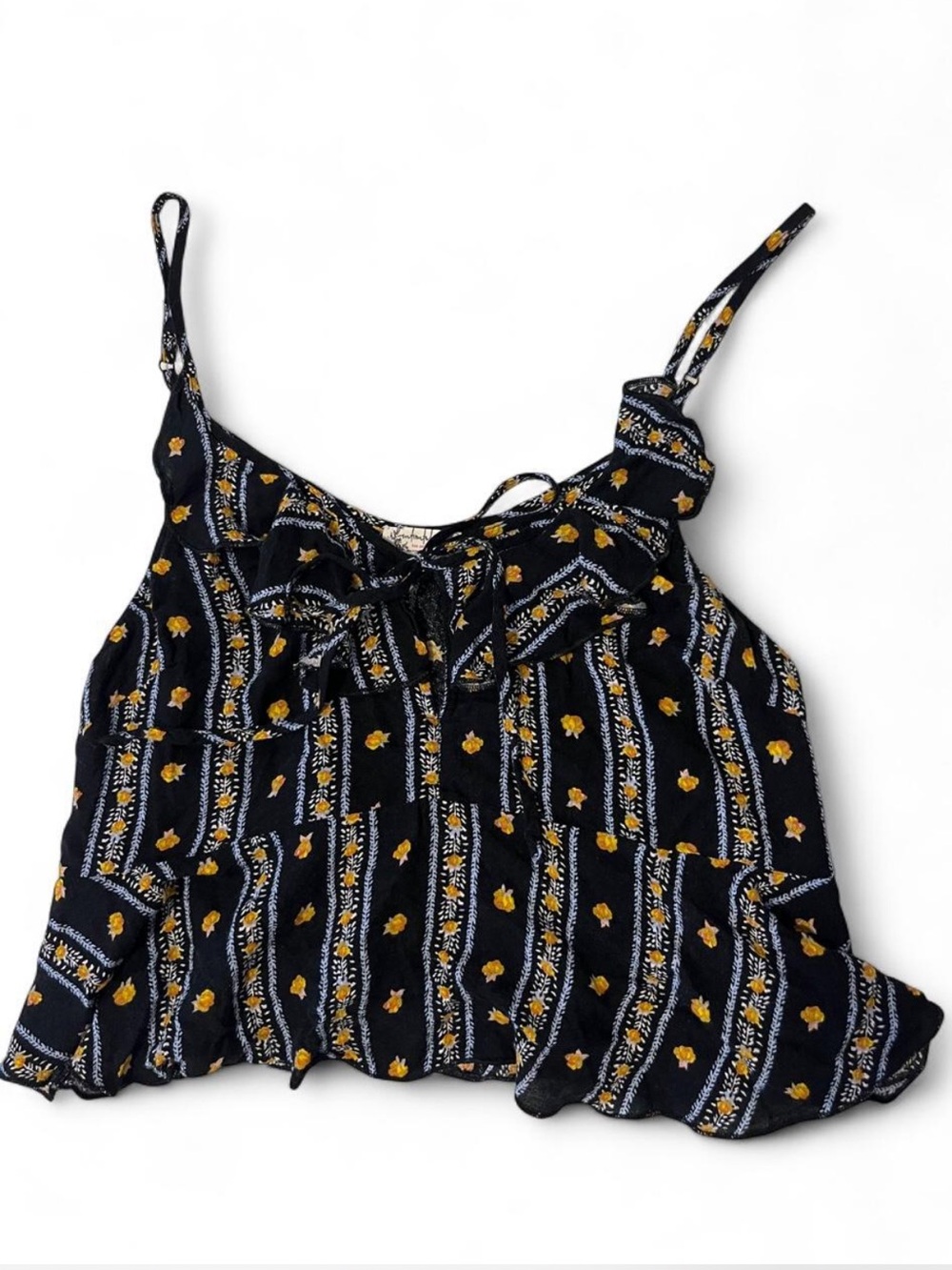 Free People Love to Love Floral Printed Ruffle Crop Top